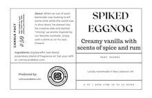 Load image into Gallery viewer, Spiked Eggnog Candle label